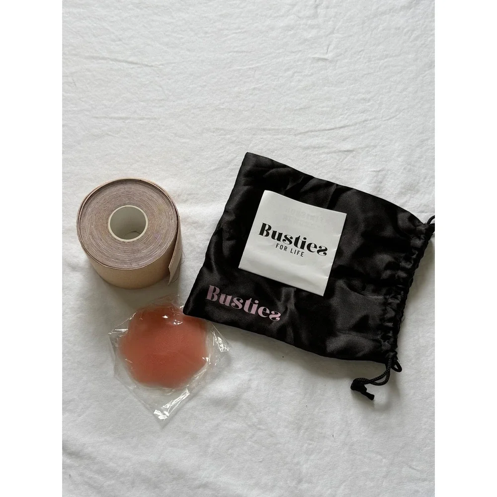 Busties For Life Breast Tape Kit Tan Body Tape and Silicone Nipple Covers Set